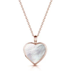 Mother Of Pearl Modern Heart Locket – Rose Gold