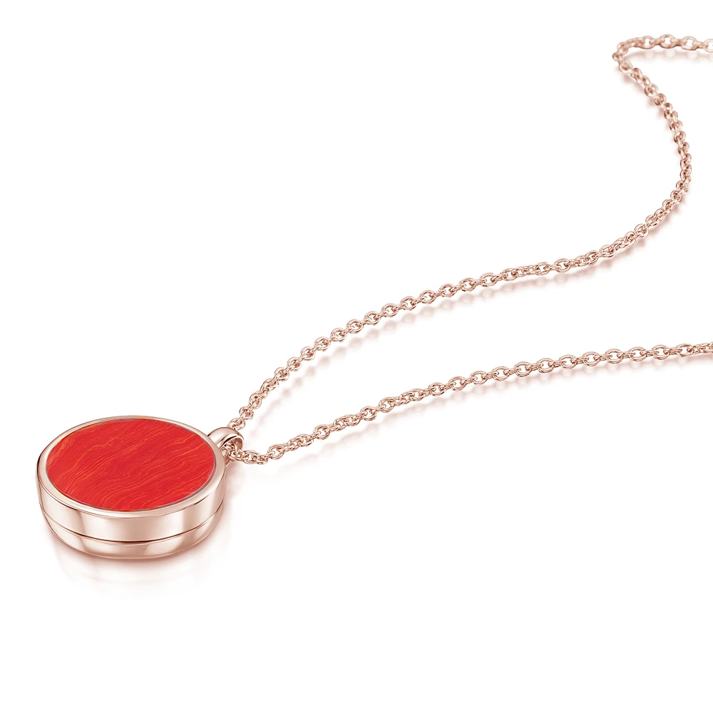 Coral Modern Round Locket – Rose Gold 5 Coral Modern Round Locket – Rose Gold - Image 3