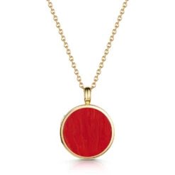 Coral Modern Round Locket – Gold