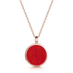 Coral Modern Round Locket – Rose Gold