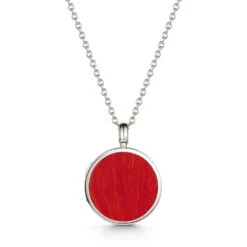 Coral Modern Round Locket – Silver