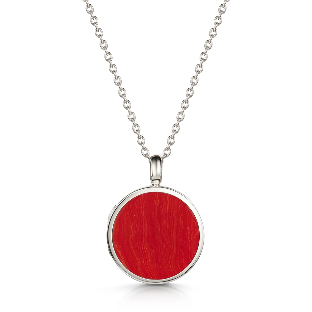 Coral Modern Round Locket – Silver 3 Coral Modern Round Locket – Silver