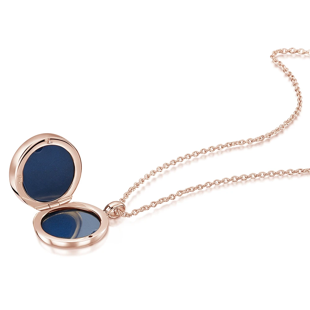 Lapis Lazuli Modern Round Locket – Rose Gold 6 Lapis Lazuli Modern Round Locket – Rose Gold - Image 4