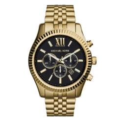 Michael Kors Extra Large Gold Mens Engraved Watch