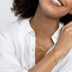Infinity Personalised Necklace – Gold -Fashion Accessories model gold infinity necklace zoom