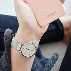 Oxford Silver Strap Ladies Watch – White Eggshell Dial -Fashion Accessories model oxford small mesh silver ladies watch