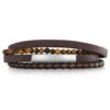 Brown Leather & Tigers Eye Name Bar Bracelet – LARGE -Fashion Accessories multi row brown leather mens bracelet tigers eye