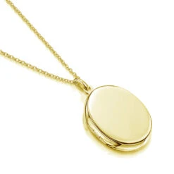 Large Oval Locket – Gold -Fashion Accessories mummy locket side blank gold