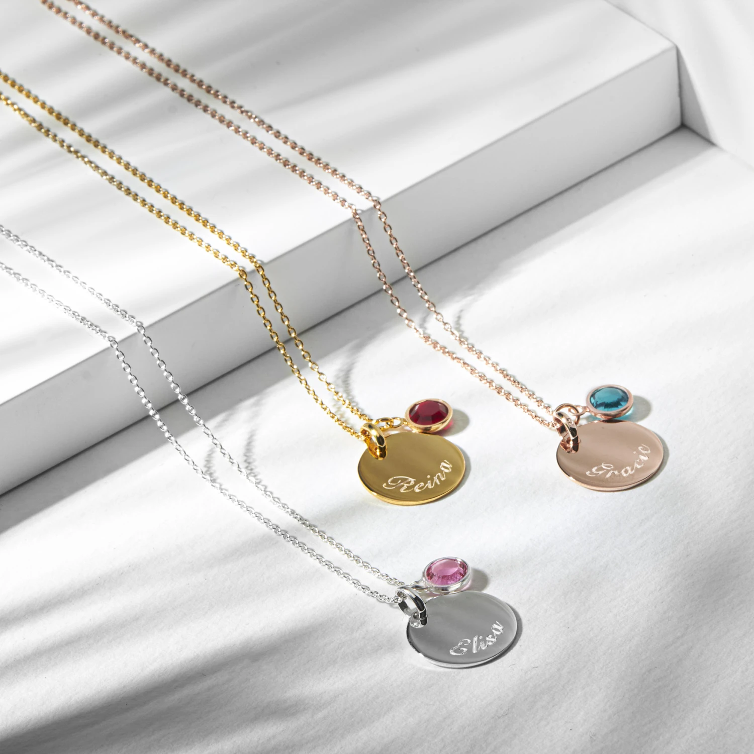 Swarovski® Birthstone Disc Necklace – Rose Gold 6 Swarovski® Birthstone Disc Necklace – Rose Gold - Image 4