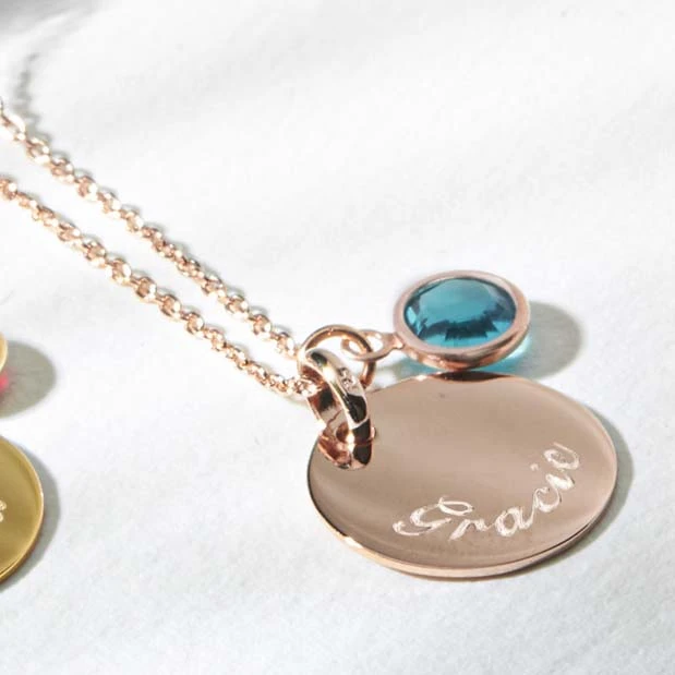 Swarovski® Birthstone Disc Necklace – Rose Gold 7 Swarovski® Birthstone Disc Necklace – Rose Gold - Image 5