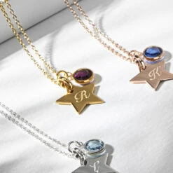 Swarovski® Birthstone Star Necklace – Silver -Fashion Accessories myri 15 crop