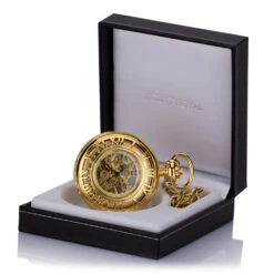 Numerals Skeleton Pocket Watch – Gold -Fashion Accessories numeral pocket watch gold box