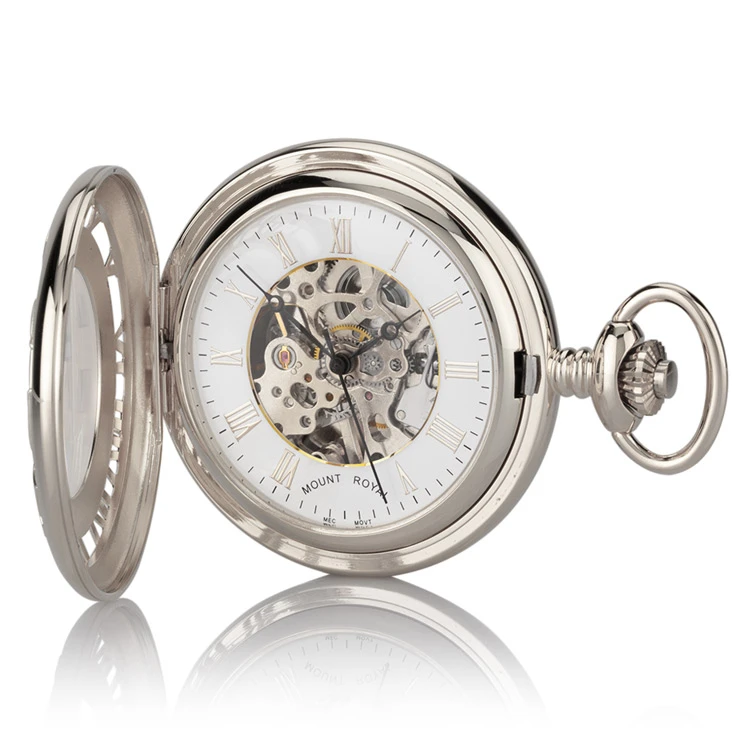 Numerals Skeleton Pocket Watch – Silver 5 Numerals Skeleton Pocket Watch – Silver - Image 3