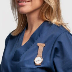 Coluri Rose Mesh Nurse Watch – White Dial -Fashion Accessories nurse watch model rose mesh fob close