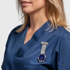 Coluri Silver Mesh Nurse Watch – Blue 14 Coluri Silver Mesh Nurse Watch – Blue -Fashion Accessories nurse watch model silver mesh fob blue close