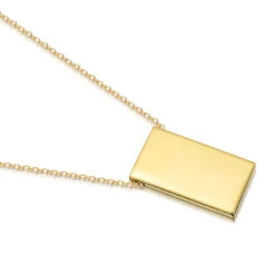 Gold Oblong Personalised Necklace -Fashion Accessories oblong necklace gold flat