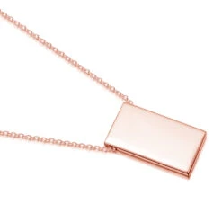 Rose Gold Oblong Personalised Necklace -Fashion Accessories oblong necklace rose flat