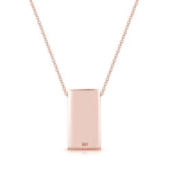 Rose Gold Oblong Personalised Necklace -Fashion Accessories oblong necklace rose reverse