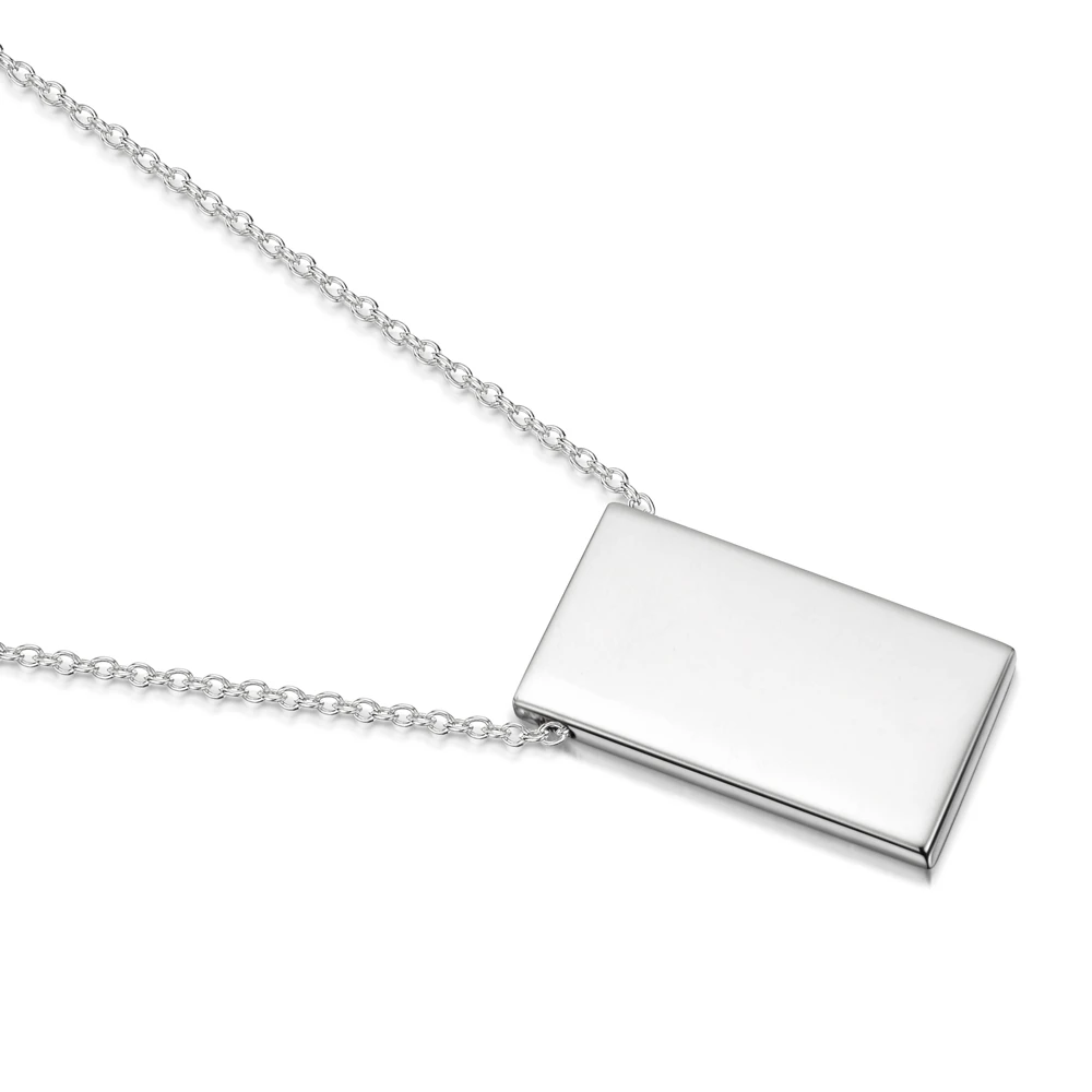 Silver Oblong Personalised Necklace 4 Silver Oblong Personalised Necklace - Image 2