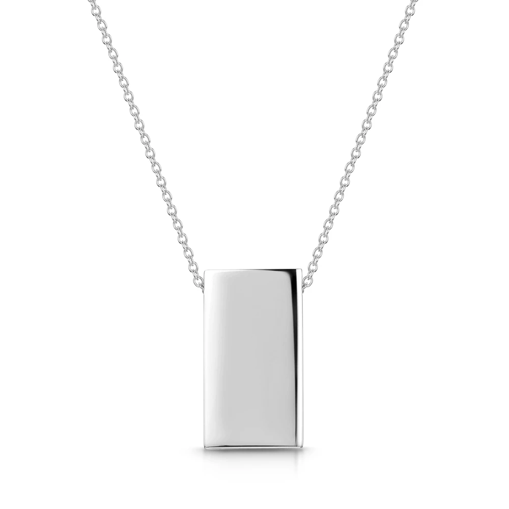 Silver Oblong Personalised Necklace 3 Silver Oblong Personalised Necklace