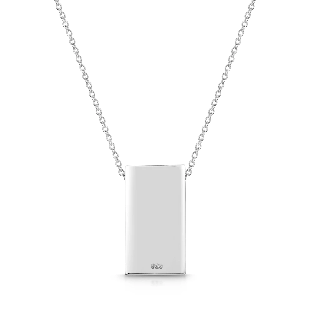 Silver Oblong Personalised Necklace 5 Silver Oblong Personalised Necklace - Image 3