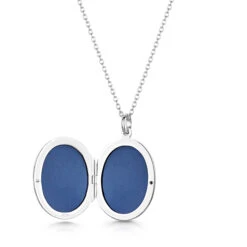 Little Oval Scroll Personalised Locket – Silver -Fashion Accessories oval locket open SILVER 1