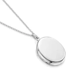 Large Oval Locket – Silver -Fashion Accessories oval locket side blank silver