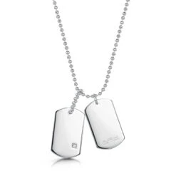Double Dog Tag Necklace With Crystal