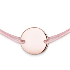 Pink Personalised Friendship Bracelet – Rose Gold Disc -Fashion Accessories pink chord engraved bracelet rose