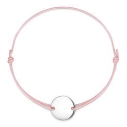 Pink Personalised Friendship Bracelet – Silver Disc 8 Pink Personalised Friendship Bracelet – Silver Disc -Fashion Accessories pink chord personalieed bracelet