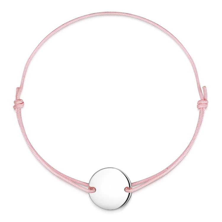Pink Personalised Friendship Bracelet – Silver Disc 5 Pink Personalised Friendship Bracelet – Silver Disc - Image 3
