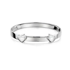 Sterling Silver Expandable Hearts Baby Bangle – Small