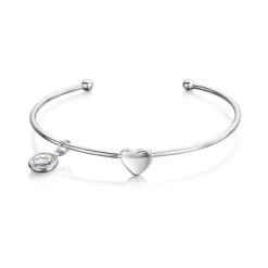 Birthstone Torque Sterling Silver Baby Bangle – Small
