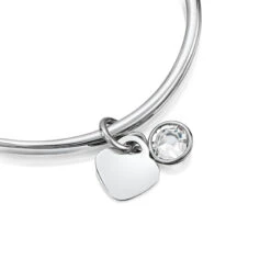 Drop Heart Birthstone Torque Children’s Bangle – Silver -Fashion Accessories pmb3606bstone scaled 1