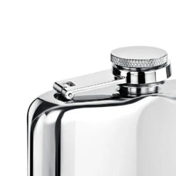 Large Initials Polished Hip Flask -Fashion Accessories polished captive top hip flask close