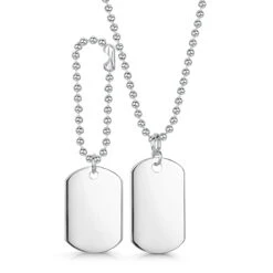 Double Dog Tag Mens Necklace – Silver 11 Double Dog Tag Mens Necklace – Silver -Fashion Accessories r2039 56 reverse