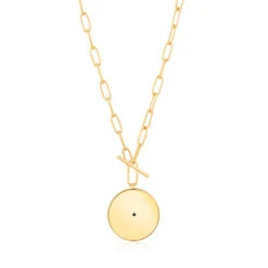 Ania Haie Pearl Gemstone Gold Necklace -Fashion Accessories reverse gold necklace pearl gemstone