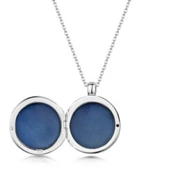 Mother Of Pearl Round Locket – Silver -Fashion Accessories round locket inside silver 1