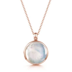 Mother Of Pearl Round Locket – Rose Gold