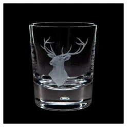 Hand Engraved Stag Head Whisky Glass