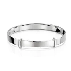 Personalised Expandable Christening Bangle – Silver