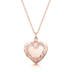 Scroll Heart Rose Gold Locket