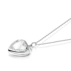 Scroll Heart Silver Locket -Fashion Accessories scroll heart locket SILVER flat