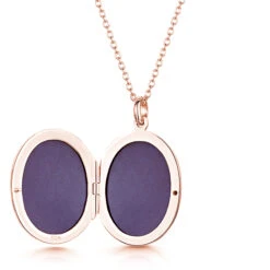 Large Oval Locket – Rose Gold 14 Large Oval Locket – Rose Gold -Fashion Accessories scroll oval locket open ROSE 1