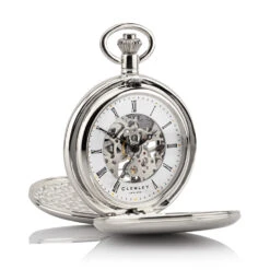 Double Hunter Skeleton Pocket Watch – Silver