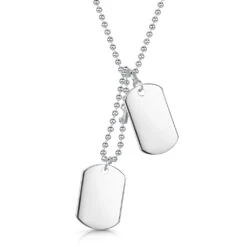 Double Dog Tag Mens Necklace – Silver 10 Double Dog Tag Mens Necklace – Silver -Fashion Accessories silver double dog tag hero