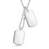 Double Dog Tag Mens Necklace – Silver 2 Double Dog Tag Mens Necklace – Silver -Fashion Accessories silver double dog tag hero close