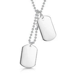 Double Dog Tag Mens Necklace – Silver