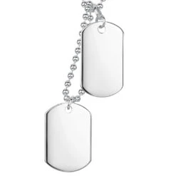 Double Dog Tag Mens Necklace – Silver 9 Double Dog Tag Mens Necklace – Silver -Fashion Accessories silver double dog tag hero engraved vertical