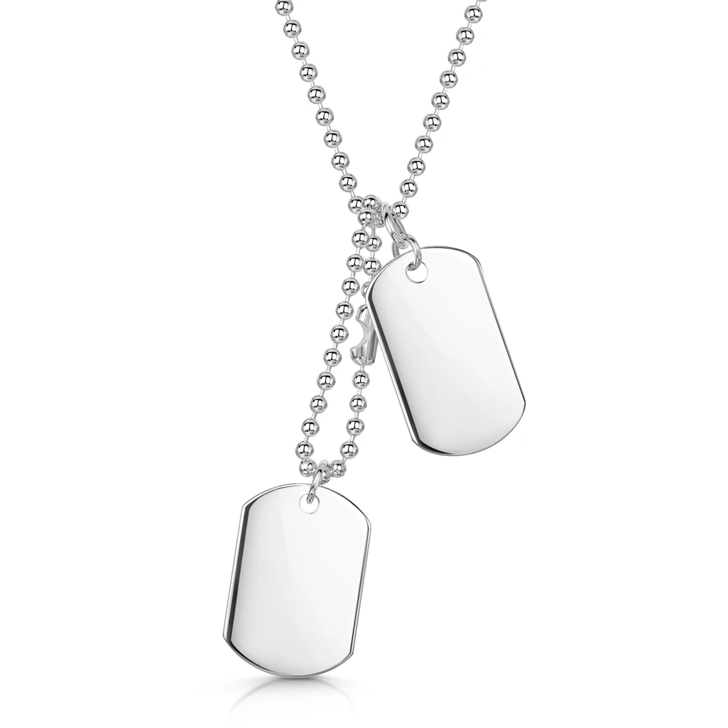Double Dog Tag Mens Necklace – Silver 6 Double Dog Tag Mens Necklace – Silver - Image 4